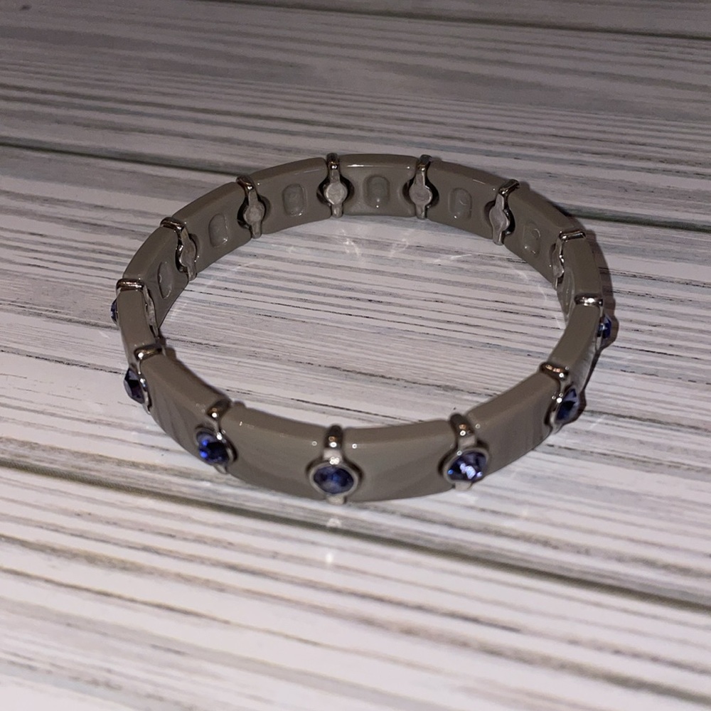 Lia Sophia stackable bracelet - grey with purple stones
